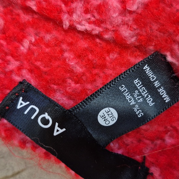 Aqua Pink and Red Fringed Wrap - Picture 3 of 5